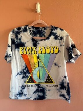 Pink Floyd Tie-Dye Short Sleeve Tee with Rainbow Prism Graphic
